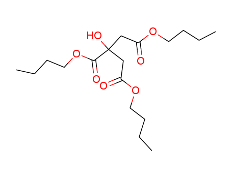 77-94-1,Tributyl citrate,1,2,3-Propanetricarboxylicacid, 2-hydroxy-, tributyl ester (9CI);Citric acid, tributyl ester (6CI,7CI,8CI);2-Hydroxy-1,2,3-propanetricarboxylic acid tributyl ester;Butyl citrate;Citroflex 4;Citroflex C 4;Morflex TBC;NSC 8491;Tri-n-butyl citrate;