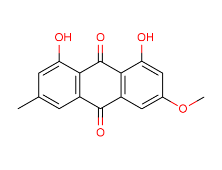 521-61-9,Emodin-3-methyl ether,Anthraquinone,1,8-dihydroxy-3-methoxy-6-methyl- (8CI);Chrysophanic acid, 6-methoxy- (4CI);1,8-Dihydroxy-3-methyl-6-methoxyanthraquinone;6-O-Methylemodin;Emodin3-methyl ether;NSC 251670;Parietin;Rheochrysidin;