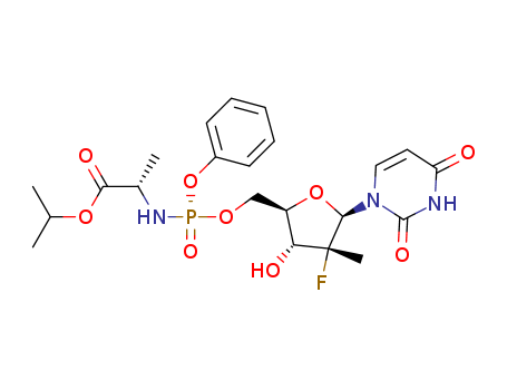 1190307-88-0,Sofosbuvir,N-[[P(S),2'R]-2'-Deoxy-2'-fluoro-2'-methyl-P-phenyl-5'-uridylyl]-L-alanine 1-methylethyl ester;