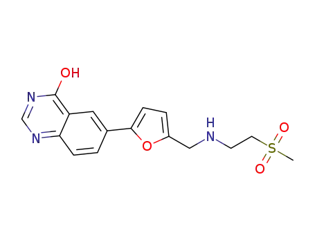 Molecular Structure of 1334953-74-0 (6-(5-((2-(Methylsulfonyl)ethylaMino)Methyl)furan-2-yl)quinazolin-4(3h)-one)