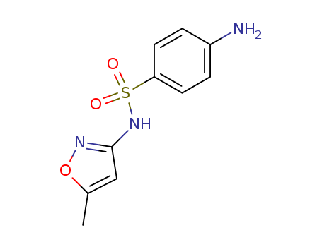723-46-6,Sulfamethoxazole,Sulfanilamide,N1-(5-methyl-3-isoxazolyl)- (6CI,8CI);3-(p-Aminobenzenesulfonamido)-5-methylisoxazole;3-Sulfanilamido-5-methylisoxazole;4-Amino-N-(5-methyl-3-isoxazolyl)benzenesulfonamide;4-Amino-N-(5-methyl-3-isoxazolyl)benzensulfonamide;5-Methyl-3-sulfanilamidoisoxazole;Gantanol;N1-(5-Methyl-3-isoxazolyl)sulfanilamide;NSC 147832;Radonil;Ro 4-2130;STX608;Sinomin;Sulfamethoxazol;