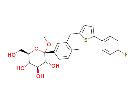 Molecular Structure of 1358581-37-9 ((2S,3R,4S,5S,6R)-2-(3-((5-(4-fluorophenyl)thiophen-2-yl)Methyl)-4-Methylphenyl)-tetrahydro-6-(hydroxyMethyl)-2-Methoxy-2H-pyran-3,4,5-triol)