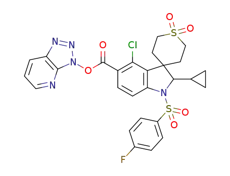 4-chloro-2-cyclopropyl-1-[(4-fluorophenyl)sulfonyl]-5-[(3H-[1,2,3]triazolo[4,5-b]pyridin-3-yloxy)carbonyl]-1,2,2’,3’,5’,6’-hexahydrospiro[indole-3,4’-thiopyran]-1‘,1‘-dioxide