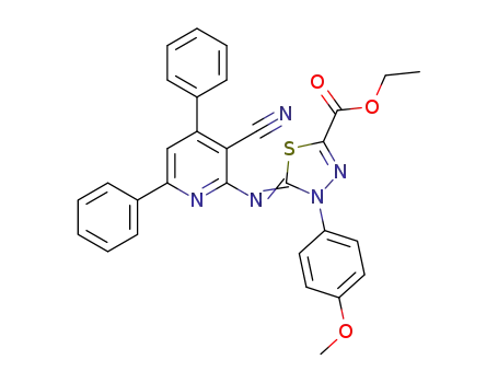 ethyl 5-((3-cyano-4,6-diphenylpyridin-2-yl)imino)-4-(4-methoxyphenyl)-4,5-dihydro-1,3,4-thiadiazole-2-carboxylate