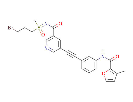 N-[(3-bromopropyl)(methyl)oxido-λ4-sulfanylidene]-5-({3-[(3-methyl-2-furoyl)amino]phenyl}ethynyl)nicotinamide