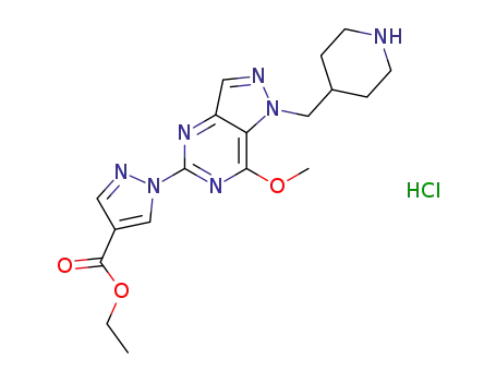 ethyl 1-[7-methoxy-1-(piperidin-4-ylmethyl)-1H-pyrazolo[4,3-d]pyrimidin-5-yl]-1H-pyrazole-4-carboxylate hydrochloride