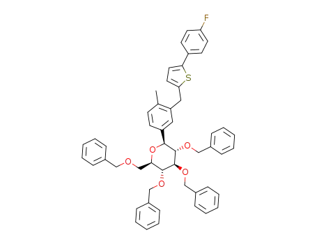 (2R,3R,4R,5S,6S)-3,4,5-tris(benzyloxy)-2-((benzyloxy)methyl)-6-(3-((5-(4-fluorophenyl)-thiophen-2-yl)methyl)-4-methylphenyl)tetrahydro-2H-pyran