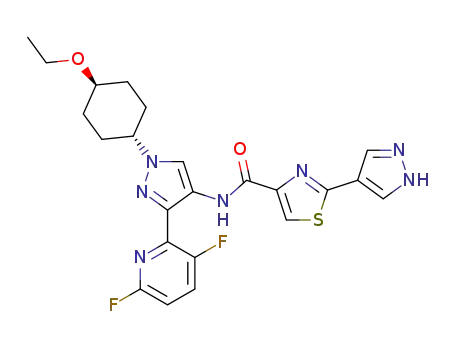 N-(3-(3,6-difluoropyridin-2-yl)-1-((1r,4r)-4-ethoxycyclohexyl)-1H-pyrazol-4-yl)-2-(1H-pyrazol-4-yl)thiazole-4-carboxamide
