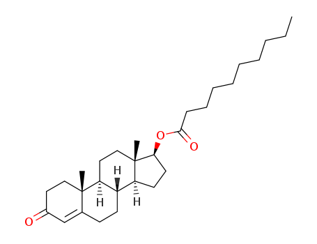 5721-91-5,Testosterone decanoate,Testosterone,decanoate (6CI,7CI,8CI);Decanoic acid, ester with testosterone (8CI);17b-Hydroxyandrost-4-en-3-one decanoate;NSC 26642;Testosterone 17-caprinate;Testosterone 17-decanoate;Testosterone caprate;Testosterone caprinate;Testosterone Decaonate;Androst-4-en-3-one,17-[(1-oxodecyl)oxy]-, (17b)-;