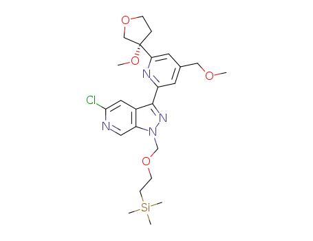 (R)-5-chloro-3-(4-(methoxymethyl)-6-(3-methoxytetrahydrofuran-3-yl)pyridin-2-yl)-1-((2-(trimethylsilyl)ethoxy)methyl)-1H-pyrazolo[3,4-c]pyridine