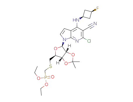 diethyl (((((3aS,4S,6R,6aR)-6-(6-chloro-5-cyano-4-(((1S,3S)-3-fluorocyclobutyl)amino)-1H-pyrrolo[2,3-b]pyridin-1-yl)-2,2-dimethyltetrahydrofuro[3,4-d][1,3]dioxol-4-yl)methyl)thio)methyl)phosphonate