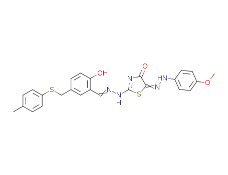 2‐(2‐(2‐hydroxy‐5‐((p‐tolylthio)methyl)benzylidene)hydrazineyl)‐5‐(2‐(4‐methoxyphenyl)hydrazineylidene)thiazol‐4(5H)‐one