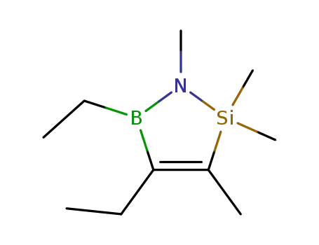 Molecular Structure of 79483-05-9 (1-Aza-2-sila-5-boracyclopent-3-ene, 4,5-diethyl-1,2,2,3-tetramethyl-)