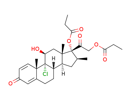 Pregna-1,4-diene-3,20-dione,9-chloro-11-hydroxy-16-methyl-17,21-bis(1-oxopropoxy)-, (11b,16b)-(5534-09-8)