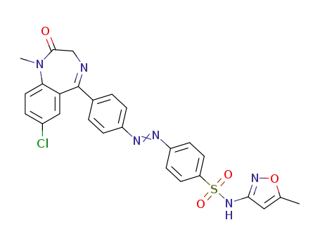 4-([4-{7-chloro-1-methyl-2-oxo-2,3-dihydro-1H-benzo[e][1,4]diazepin-5-yl}phenyl]diazenyl)-N-(5-methylisoxazol-3-yl)benzenesulfonamide