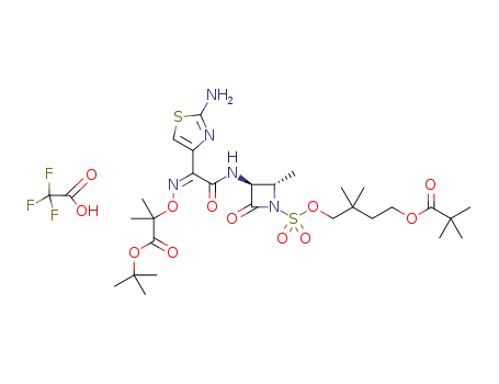 4-((((2S,3S)-3-((Z)-2-(2-aminothiazol-4-yl)-2-(((1-(tert-butoxy)-2-methyl-1-oxopropan-2-yl)oxy)imino)acetamido)-2-methyl-4-oxoazetidin-1-yl)sulfonyl)oxy)-3,3-dimethylbutyl pivalate trifluoroacetate
