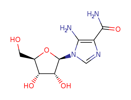 2627-69-2,AICAR,Imidazole-4-carboxamide,5-amino-1-b-D-ribofuranosyl- (6CI,7CI,8CI);1-Ribosyl-4-carboxamido-5-aminoimidazole;1-b-D-Ribofuranosyl-5-amino-4-imidazolecarboxamide;5-Amino-1-ribosyl-4-imidazolecarboxamide;5-Amino-1-b-D-ribofuranosylimidazole-4-carboxamide;5-Amino-4-imidazolecarboxamide ribofuranoside;5-Amino-4-imidazolecarboxamideriboside;5-Aminoimidazole-4-carboxamide 1-(b-D-ribofuranoside);AIC-Riboside;AICA-Riboside;Acadesine;Arasine;NSC 105823;GP 1-110;