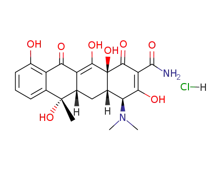 Molecular Structure of 64-75-5 (2-Naphthacenecarboxamide,4-(dimethylamino)-1,4,4a,5,5a,6,11,12a-octahydro-3,6,10,12,12a-pentahydroxy-6-methyl-1,11-dioxo-,hydrochloride (1:1), (4S,4aS,5aS,6S,12aS)-)