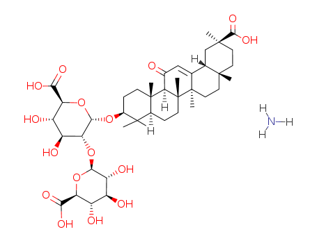 53956-04-0,Glycyrrhizic acid ammonium salt,18b-Glycyrrhizic acid monoammoniumsalt;Ammonium glycyrrhizate;Ammonium glycyrrhizinate;Glycamil;Glycymin;Glycyrram;Glycyrrhizic acid ammonium salt;Glycyrrhizic acid monoammoniumsalt;Glycyrrhizin ammonium salt;Glycyrrhizin monoammonium salt;Magnasweet;Monoammonium 18b-glycyrrhizinate;Monoammonium glycyrrhizate;Monoammonium glycyrrhizinate;NSC 2800;NSC 35348;
