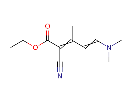 Molecular Structure of 65996-11-4 (2,4-Pentadienoic acid, 2-cyano-5-(dimethylamino)-3-methyl-, ethyl
ester)
