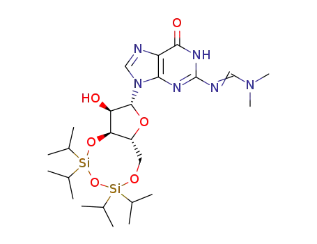 Molecular Structure of 120853-22-7 (Guanosine,
N-[(dimethylamino)methylene]-3',5'-O-[1,1,3,3-tetrakis(1-methylethyl)-1,
3-disiloxanediyl]-)