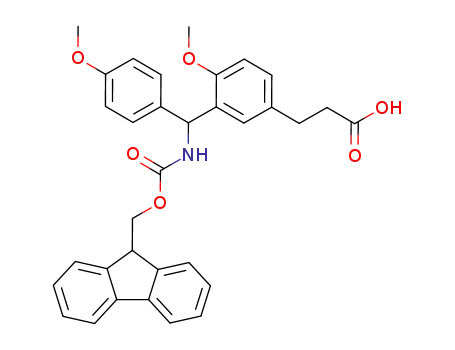 Molecular Structure of 117286-85-8 (3-[[[(9H-Fluoren-9-ylmethoxy)carbonyl]amino](4-methoxyphenyl)methyl]-4-methoxybenzenepropanoic acid)
