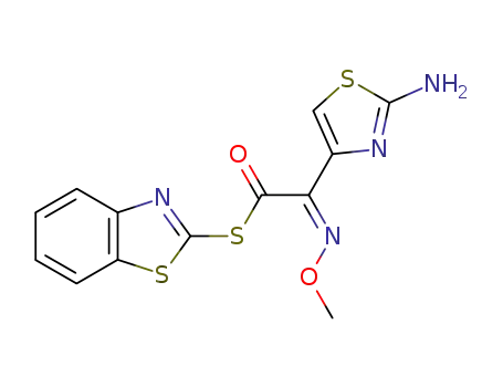 Molecular Structure of 80756-85-0 (S-2-Benzothiazolyl 2-amino-alpha-(methoxyimino)-4-thiazolethiolacetate)