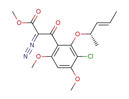 3-[3-Chloro-4,6-dimethoxy-2-((E)-(S)-1-methyl-but-2-enyloxy)-phenyl]-2-diazo-3-oxo-propionic acid methyl ester