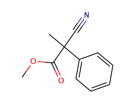 Molecular Structure of 79341-72-3 (Benzeneacetic acid, a-cyano-a-methyl-, methyl ester)