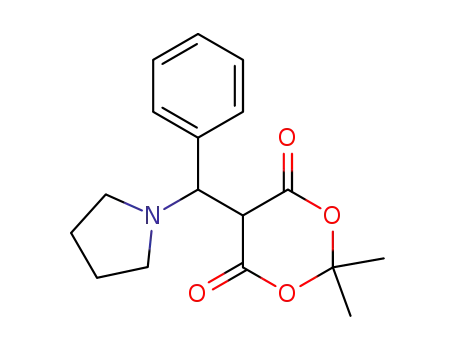 Molecular Structure of 93498-11-4 (1,3-Dioxane-4,6-dione, 2,2-dimethyl-5-(phenyl-1-pyrrolidinylmethyl)-)