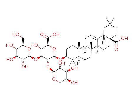 Molecular Structure of 121521-92-4 (b-D-Glucopyranosiduronic acid, (3b)-17-carboxy-28-norolean-12-en-3-ylO-a-L-arabinopyranosyl-(1&reg;2)-O-[b-D-glucopyranosyl-(1&reg;3)]- (9CI))