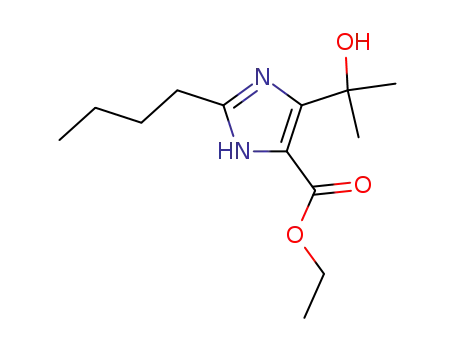 Molecular Structure of 144689-92-9 (1H-Imidazole-4-carboxylic acid, 2-butyl-5-(1-hydroxy-1-methylethyl)-,
ethyl ester)