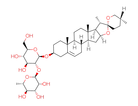 Molecular Structure of 19057-67-1 ((25R)-3β-(2-O-α-L-Rhamnopyranosyl-β-D-glucopyranosyloxy)spirosta-5-ene)
