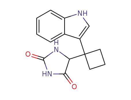 Molecular Structure of 218772-72-6 (2,4-Imidazolidinedione, 5-[1-(1H-indol-3-yl)cyclobutyl]-)