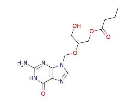 Molecular Structure of 298197-24-7 (Butanoic acid,
2-[(2-amino-1,6-dihydro-6-oxo-9H-purin-9-yl)methoxy]-3-hydroxypropyl
ester)