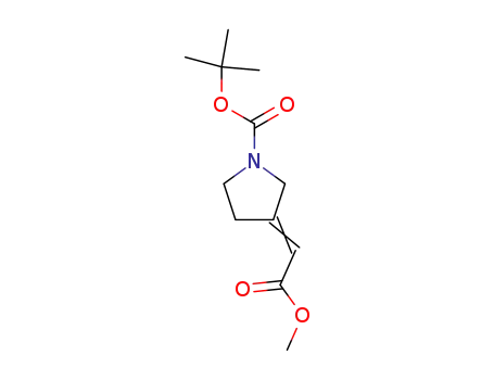 Molecular Structure of 441773-67-7 ((Z)-tert-butyl 3-(2-Methoxy-2-oxoethylidene)pyrrolidine-1-carboxylate)