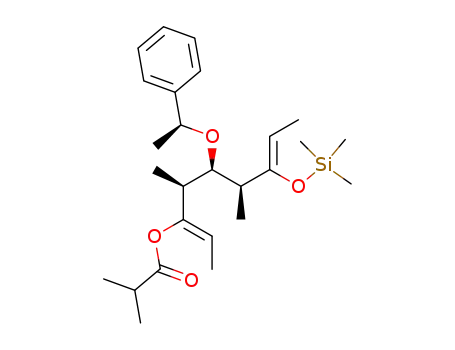 Isobutyric acid (Z)-(2S,3R,4S)-1-eth-(Z)-ylidene-2,4-dimethyl-3-((S)-1-phenyl-ethoxy)-5-trimethylsilanyloxy-hept-5-enyl ester