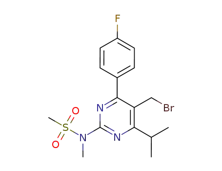 Molecular Structure of 799842-07-2 (5-(Bromomethyl)-4-(4-fluorophenyl)-6-isopropyl-2-[methyl(methylsulfonyl)amino]pyrimidine)