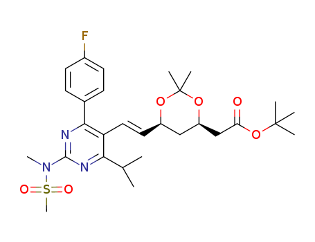{{(4R,6S)-6-{(1E)-2-[4-(4-Fluorophenyl)-6-isopropyl-2-[methyl-(methylsulfonyl)-amino]-pyrimidin-5-yl}-vinyl}-2,2-dimethyl-1,3-dioxan-4-yl}-acetic acid tert-butyl ester