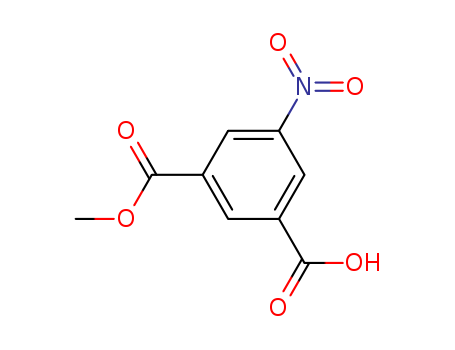 1955-46-0,Methyl 5-nitroisophthalate,1,3-Benzenedicarboxylicacid, 5-nitro-, monomethyl ester (9CI);Isophthalic acid, 5-nitro-, methylester (7CI);Isophthalic acid, 5-nitro-, monomethyl ester (8CI);3-Carbomethoxy-5-nitrobenzoic acid;3-Methoxycarbonyl-5-nitrobenzoic acid;3-Nitro-5-(methoxycarbonyl)benzoic acid;5-Nitro-1,3-benzenedicarboxylic acidmethyl ester;5-Nitro-1,3-benzenedicarboxylic acid monomethyl ester;5-Nitro-3-(carbomethoxy)benzoic acid;5-Nitroisophthalic acid methyl ester;5-Nitroisophthalic acid monomethyl ester;Methyl hydrogen 5-nitroisophthalate;