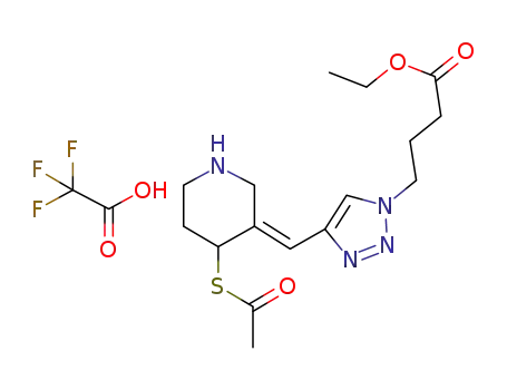 (E)-4-(acetylsulfanyl)-3-((1-[3-(ethoxycarbonyl)propyl]-1H-1,2,3-triazol-4-yl)methylidene)piperidine hydrogen trifluoroacetate