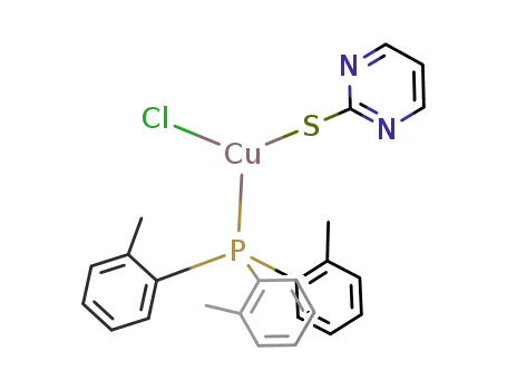 {(pyrimidine-2-thione)(tri-ortho-tolylphosphine)copper(I) chloride}
