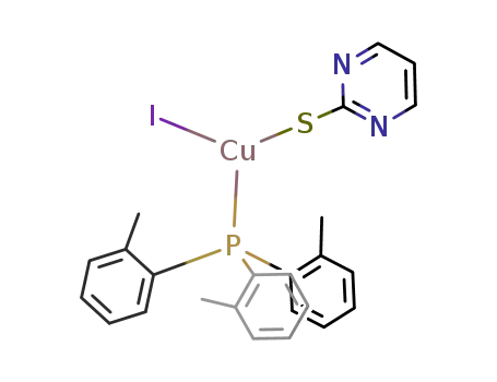 {(pyrimidine-2-thione)(tri-ortho-tolylphosphine)copper(I) iodide}