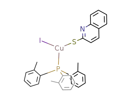 {(quinoline-2-thione)(tri-ortho-tolylphosphine)copper(I) iodide}
