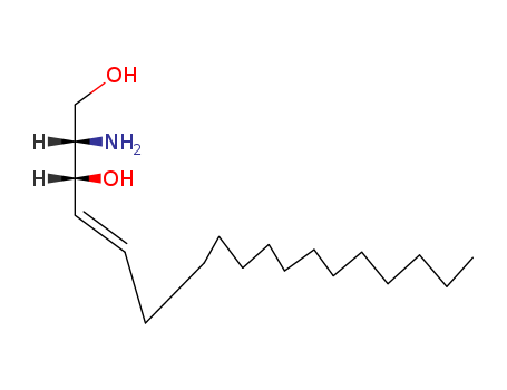 123-78-4,D-ERYTHRO-SPHINGOSINE,4-Octadecene-1,3-diol,2-amino-, (E)-D-erythro- (8CI);4-Octadecene-1,3-diol, 2-amino-,[R-[R*,S*-(E)]]-;(-)-D-erythro-Sphingosine;(-)-Sphingosine;(2S,3R)-Sphingosine;(2S,3R,4E)-2-Amino-4-octadecene-1,3-diol;(4E)-Sphingenine;4-Sphingenine;4-trans-Sphingenine;D-(+)-erythro-4-trans-Sphingenine;D-Sphingosine;D-erythro-C18-Sphingosine;D-erythro-Sphingosine;Erythrosphingosine;Sphingosine;erythro-4-Sphingenine;erythro-C18-Sphingosine;trans-4-Sphingenine;