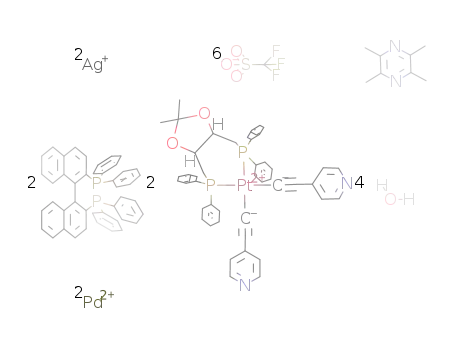 cyclobis[[cis-Pt(S(+)-DIOP)(4-ethynylpyridine)2][cis-Pd(R(+)-BINAP)(OSO2CF3)2]]*2AgOTf*tetramethylpyrazine*4H2O