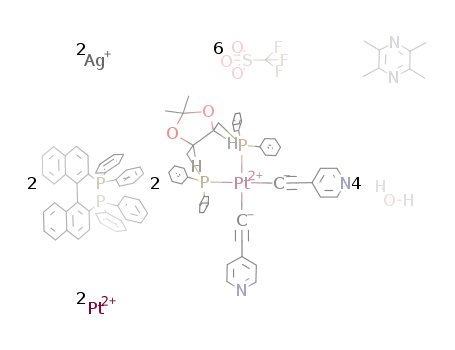 cyclobis[[cis-Pt(R(-)-DIOP)(4-ethynylpyridine)2][cis-Pt(R(+)-BINAP)(OSO2CF3)2]]*2AgOTf*tetramethylpyrazine*4H2O