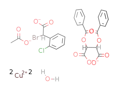 Cu2(L-O,O'-dibenzoyltartrate)((R)-α-bromo-2-chlorophenylacetate)(OAc)(H2O)2
