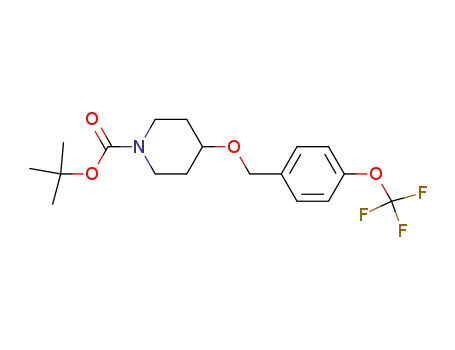 Molecular Structure of 287952-21-0 (4-[(4-trifluoromethoxy)phenyl]methoxypiperidine-1-formic acid tert-butyl ester)