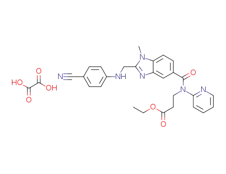 Molecular Structure of 1223061-77-5 (Beta-Alanine, N-[[2-[[(4-cyanophenyl)amino]methyl]-1-methyl-1H-benzimidazol-5-yl]carbonyl]-N-2-pyridinyl-, ethyl ester, ethanedioate (1:1))